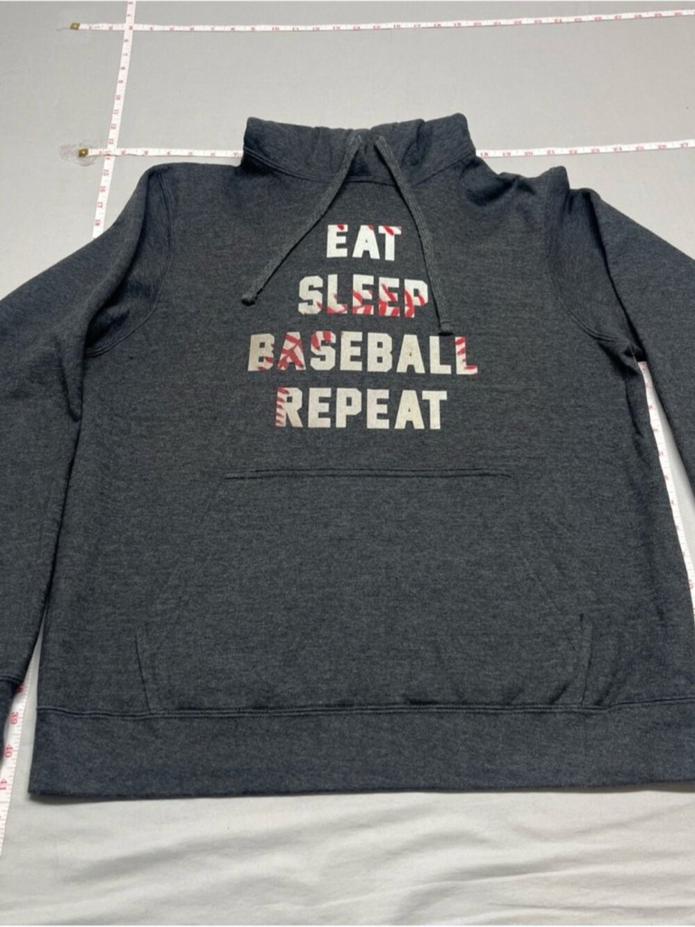 Port & Co Charcoal Gray 'Eat Sleep Baseball Repeat' Pullover Hoodie sports 1070 - Picture 3 of 9